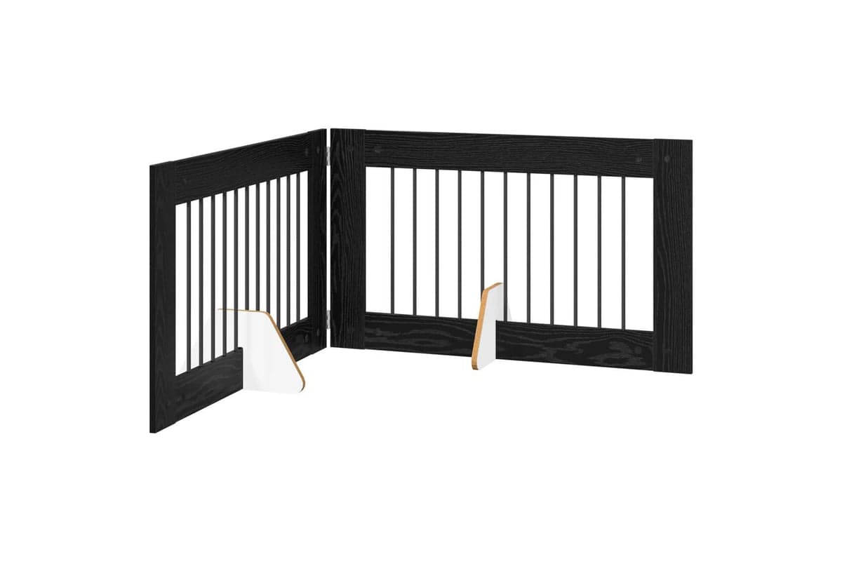 Vidaxl Foldable Dog Gate With Stands 2 Pcs Black Oak 2005 Cm