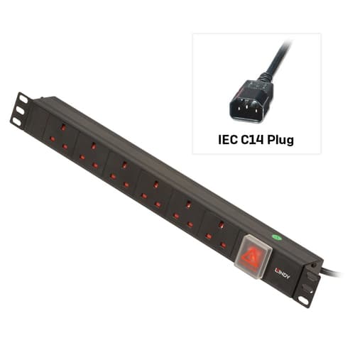 Lindy - 1U 6 WAY UK PDU 1XIEC TO 6X3 PIN