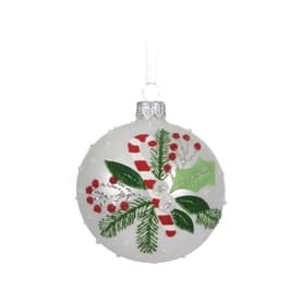 Glass Candy Cane Holly Bauble Tree Decoration 8cm