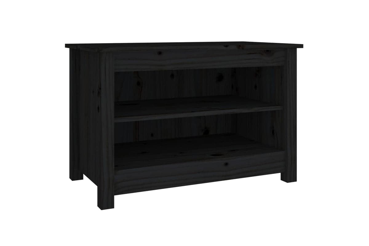 vidaXL 813773 Shoe Bench Black 70x38x45.5cm Solid Wood Pine