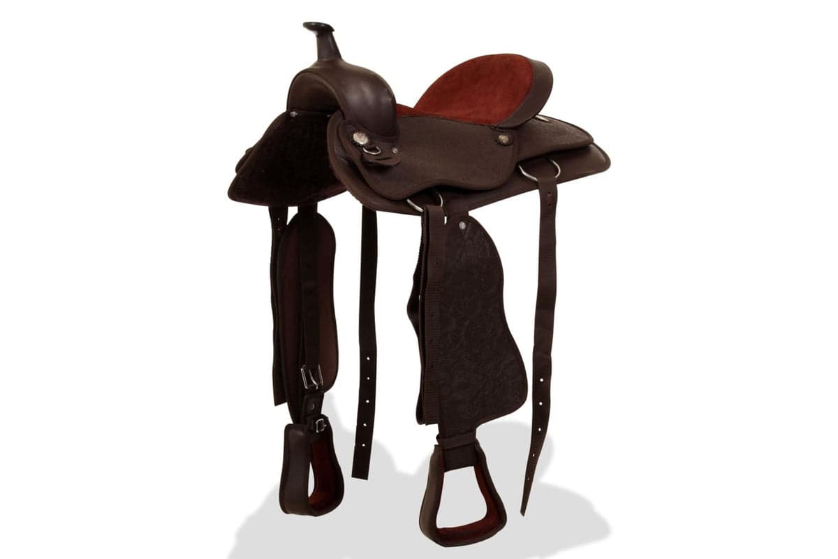 Vidaxl 91347 Western Saddle. Headstall&breast Collar Real Leather 15" Brown
