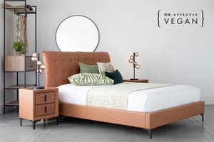 Lewis Bed Frame | Vegan Leather | Double | 4ft6 | Tan