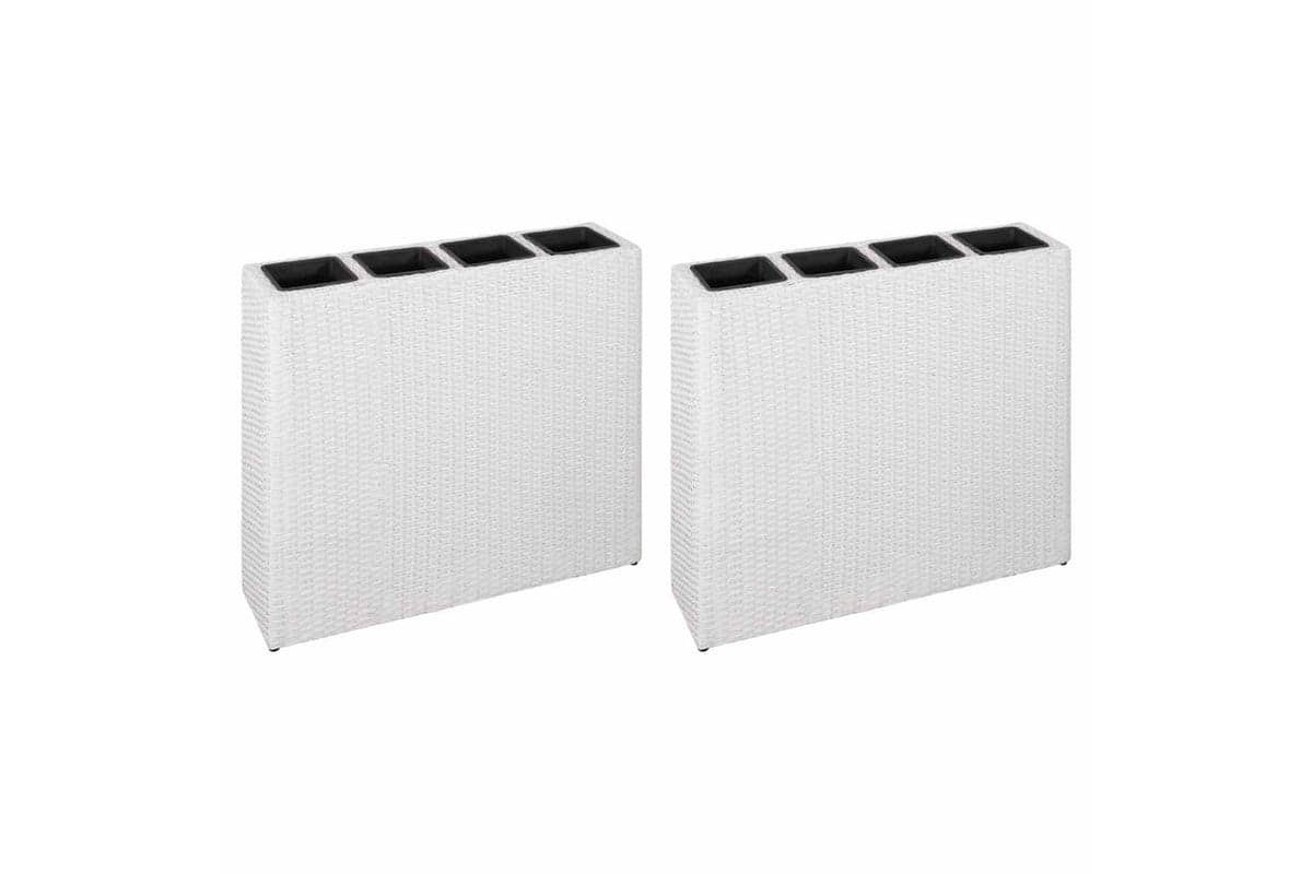 Vidaxl 279081 Garden Raised Bed With 4 Pots 2 Pcs Poly Rattan White(2x45427)