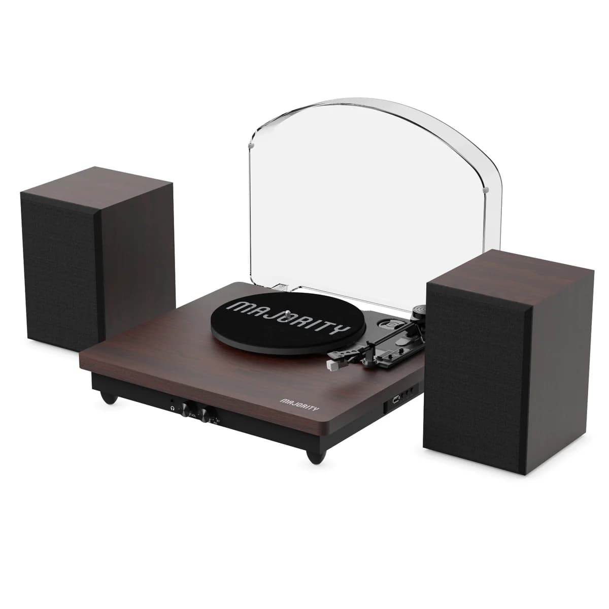 Majority Moto Plus Bluetooth Turntable and Bookshelf Speaker Bundle, Walnut | 1000002997
