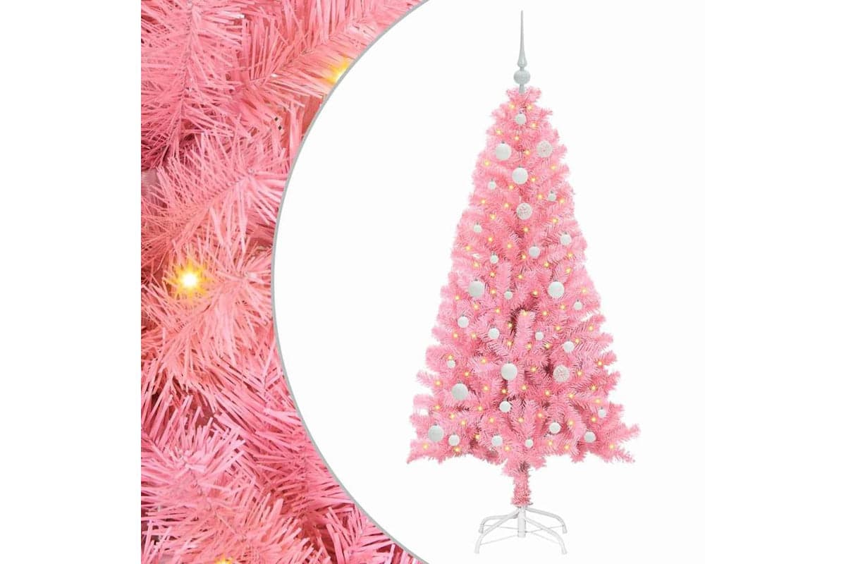 Vidaxl Christmas Tree With 150 Leds With Stand Pink 150 Cm Pvc