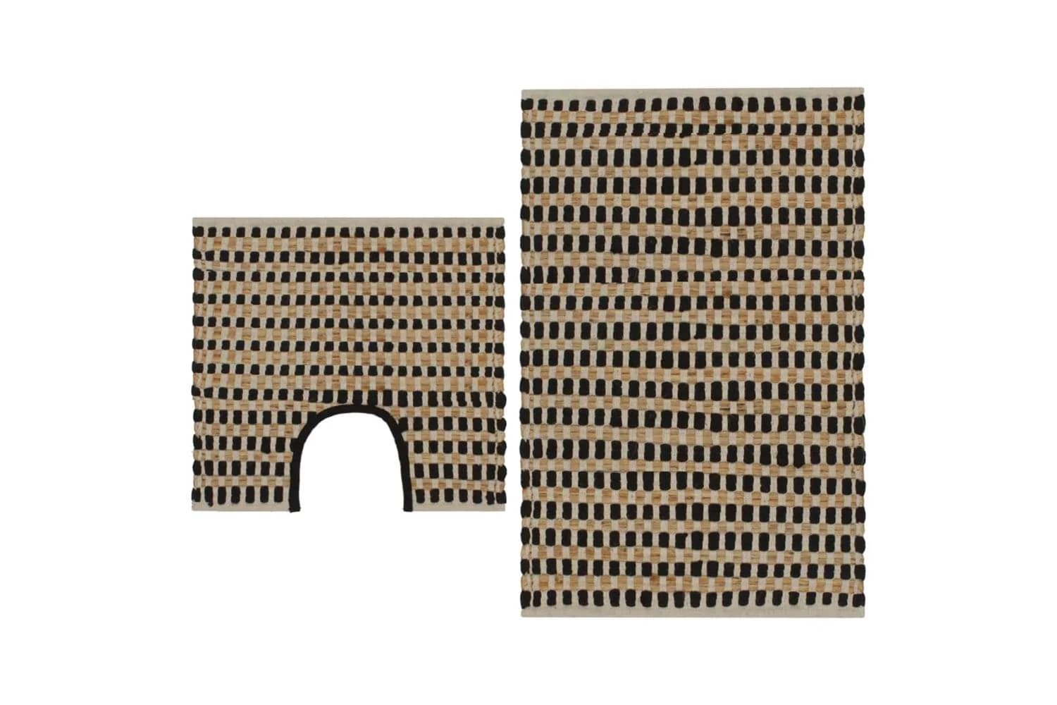 Vidaxl 133220 Hand-woven Jute Bathroom Mat Set Fabric Natural And Black