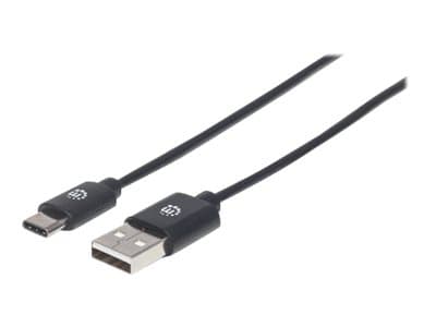 MANHATTAN - USB-C to USB-A Cable, 50cm, Male to Male, Black, 480 Mbps (USB 2.0), Hi-Speed USB, Lifetime Warranty, Polybag - USB-C cable - USB-C to USB - 50 cm