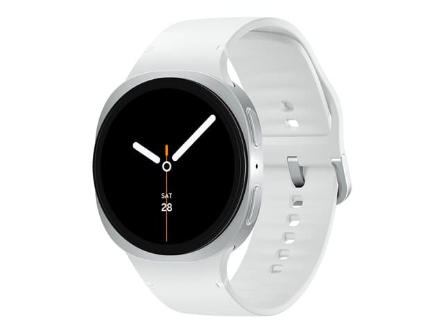 SAMSUNG - Galaxy Watch8 - 44 mm - silver - smart watch with sport band - rubber - white - band size: M/L - display 1.47" - 32 GB - NFC, Bluetooth, Wi-Fi, LTE - 4G - 34 g