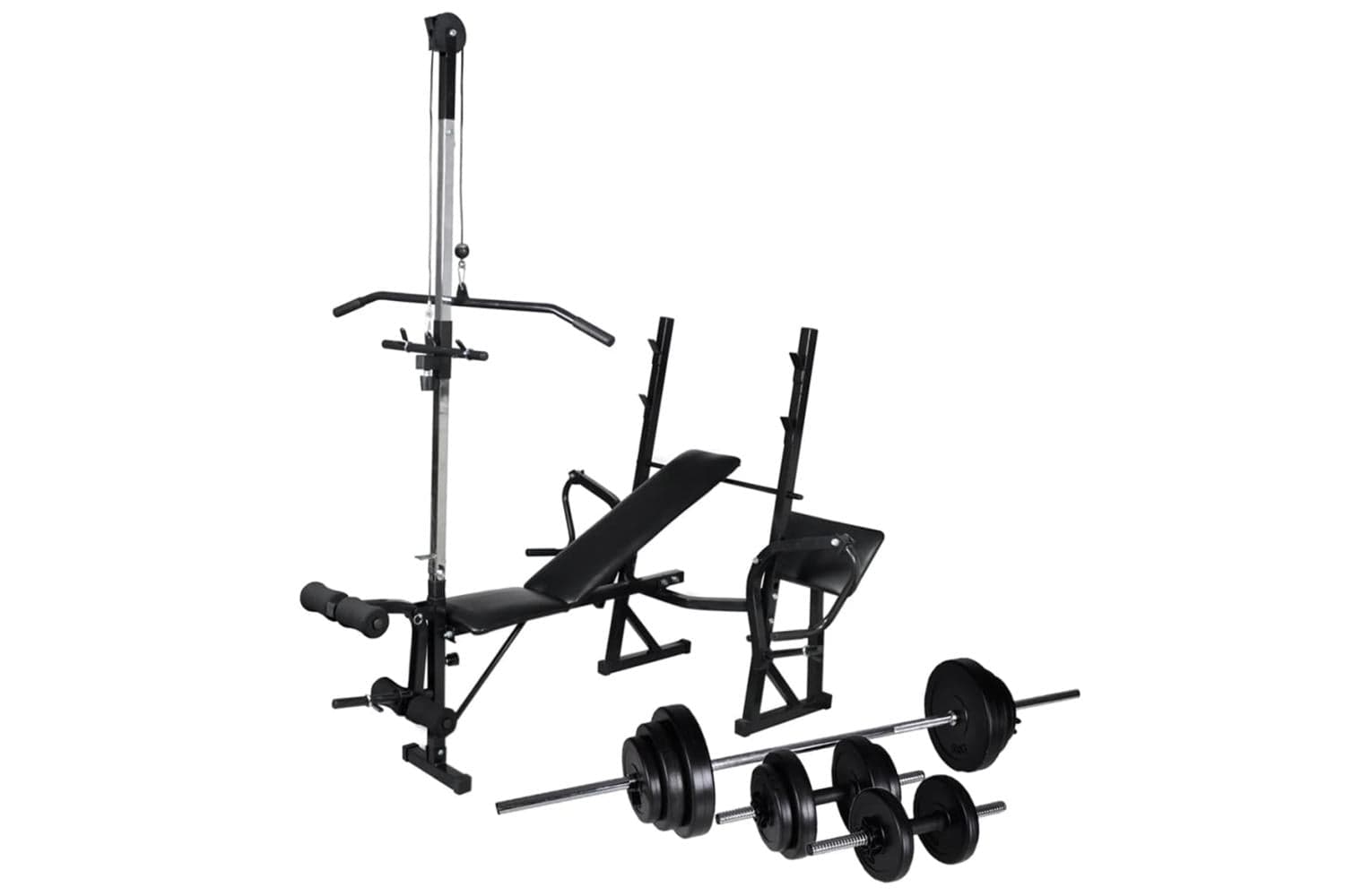 Vidaxl 275365 Workout Bench With Weight Rack, Barbell And Dumbbell Set 30.5kg