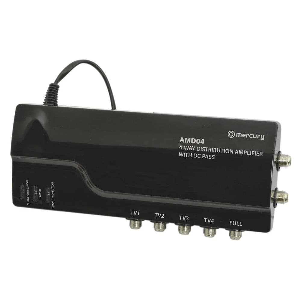 Mercury 4-Way Distribution Amplifier with DC Pass - Black | 130031