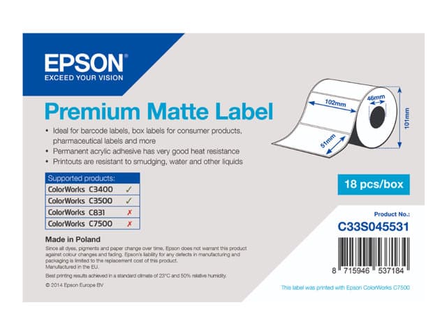 EPSON - Premium - die cut labels - matte - 650 label(s) - 102 x 51 mm