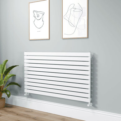 Riace Linea White Flat Designer Radiator 770x1400mm Single Panel 4072 BTU - Horizontal Bars