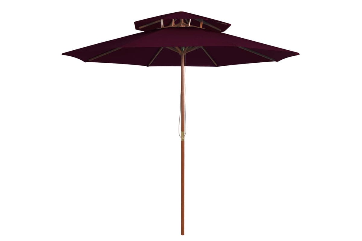 vidaXL 313764 Double Decker Parasol With Wooden Pole Bordeaux Red 270cm