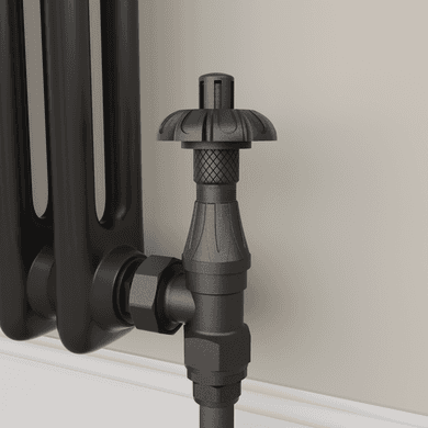 Maesta Traditional TRV Angled Thermostatic Radiator Valves With Lockshield