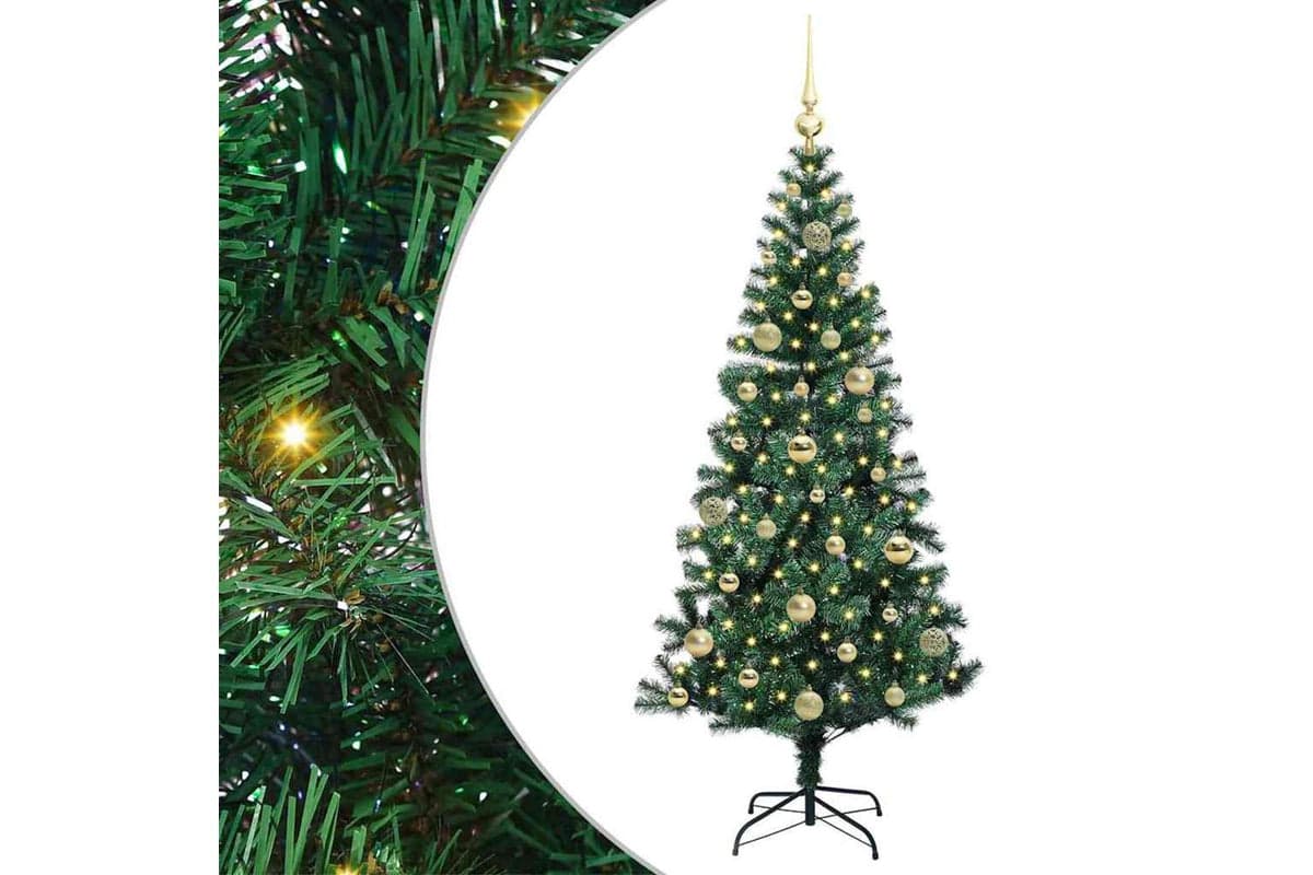 Vidaxl Artificial Pre-lit Christmas Tree Green 150 Cm Pvc And Metal