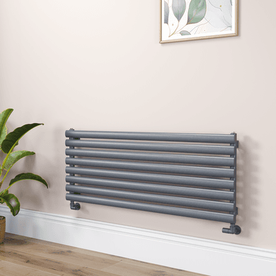 Sorrento Linea Dark Grey Anthracite Oval Designer Radiator 472x1200mm Single Panel 2294 BTU - Horizontal Bars