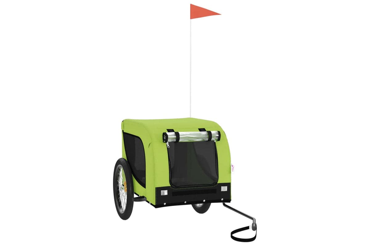 Vidaxl 94011 Pet Bike Trailer Green And Black Oxford Fabric And Iron