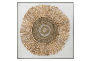 Ibiza Circle Framed Print Canvas | White/Cream | 100 x 100 cm