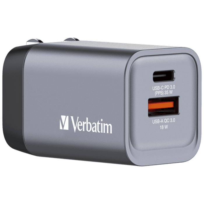Verbatim 32200, 35W, 2-Port Wall Charger w/ Travel Adapter
