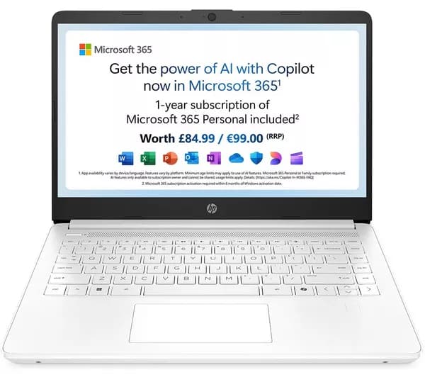 HP 14-dq6500sa 14" Laptop - Intel® N150, 128 GB UFS, White