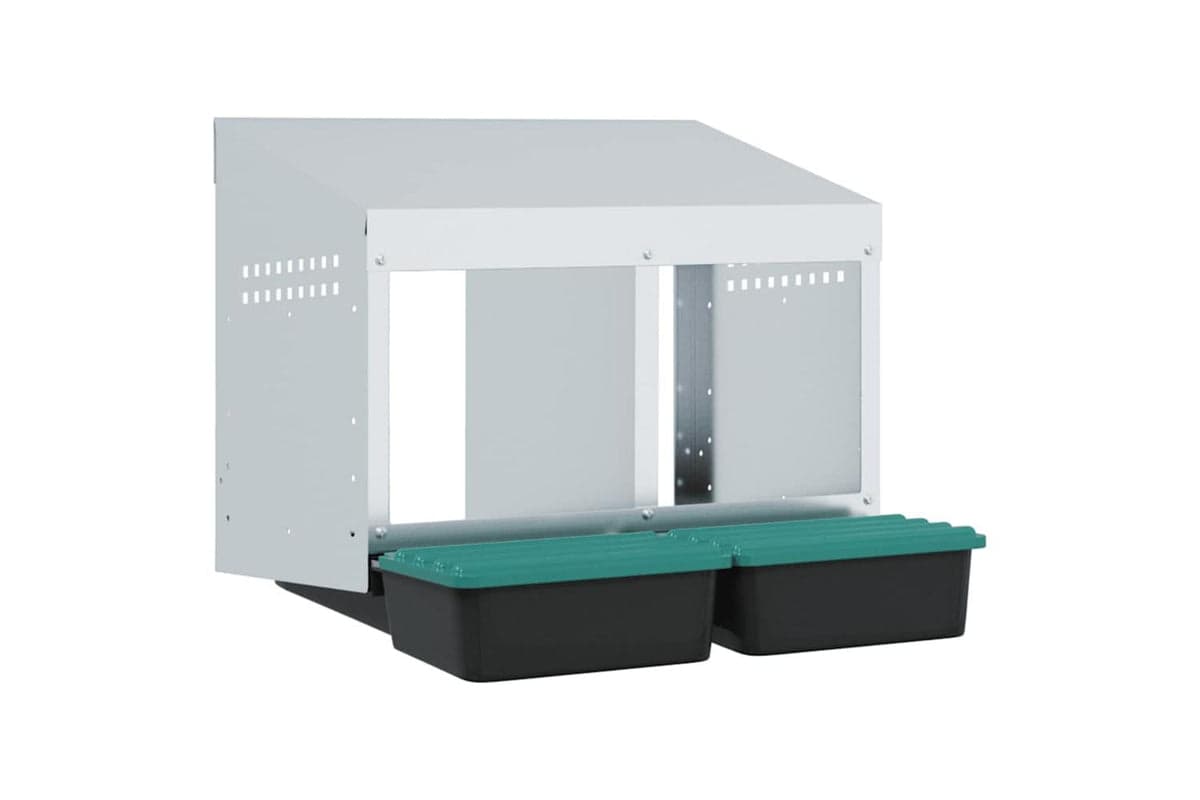 Vidaxl Chicken Nesting Box 2 Compartments Wall-mounted Galvanised Steel