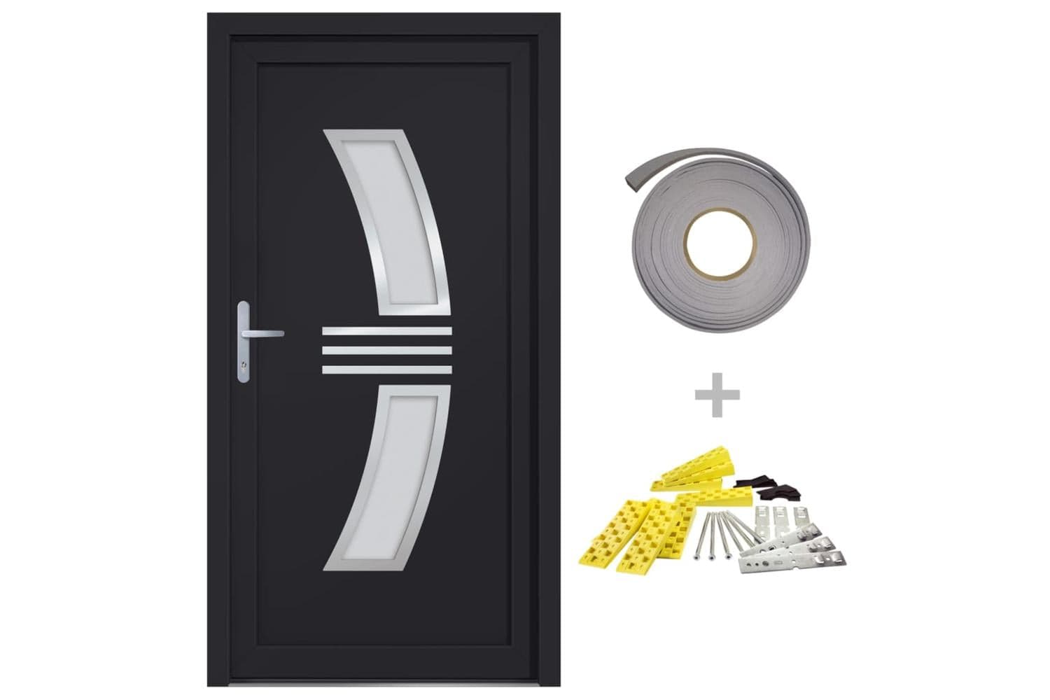 vidaXL 3187931 Front Door Anthracite 88x200cm Pvc