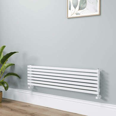 Ravello Linea White Square Designer Radiator 315x1200mm Single Panel 1771 BTU - Horizontal Bars