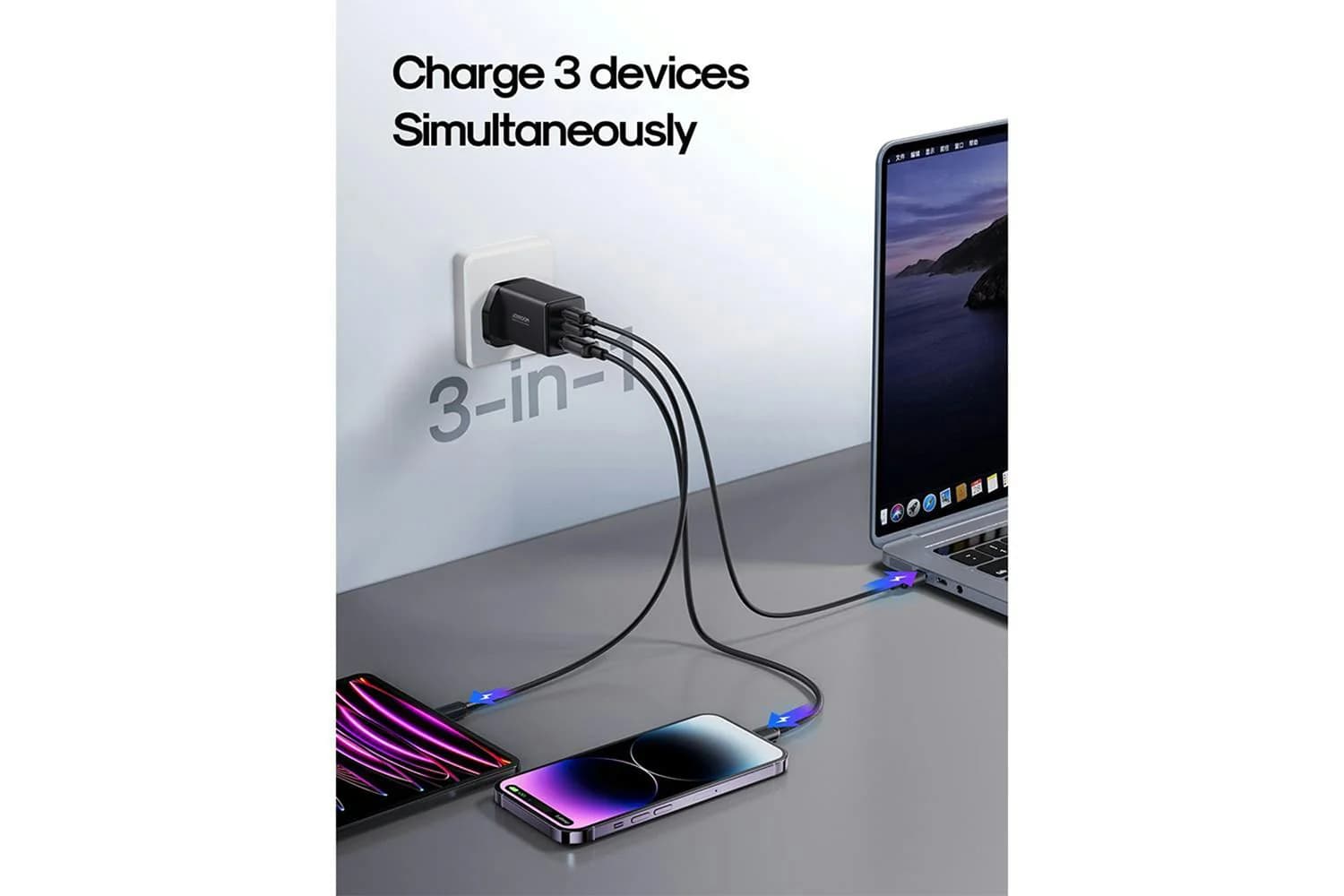 Joyroom 2C1A 65W Fast Charger +100W C to C Cable | 1.2m | Black