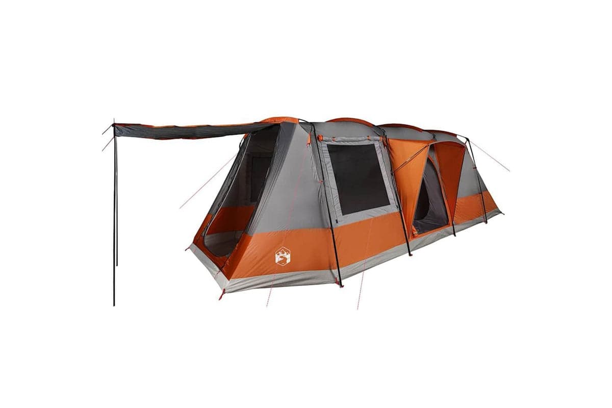 Vidaxl Camping Tent Tunnel 4-person Grey And Orange Waterproof