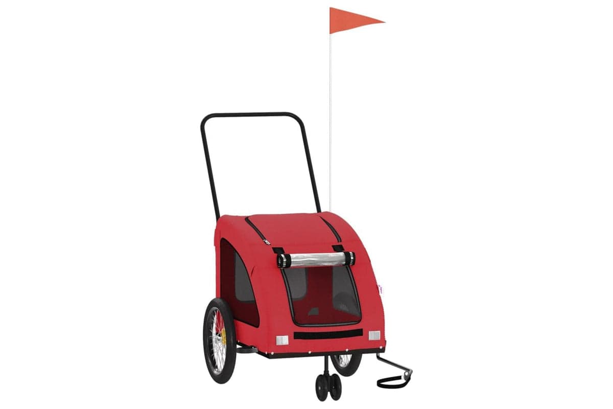 Vidaxl Pet Bike Trailer Red Oxford Fabric And Iron