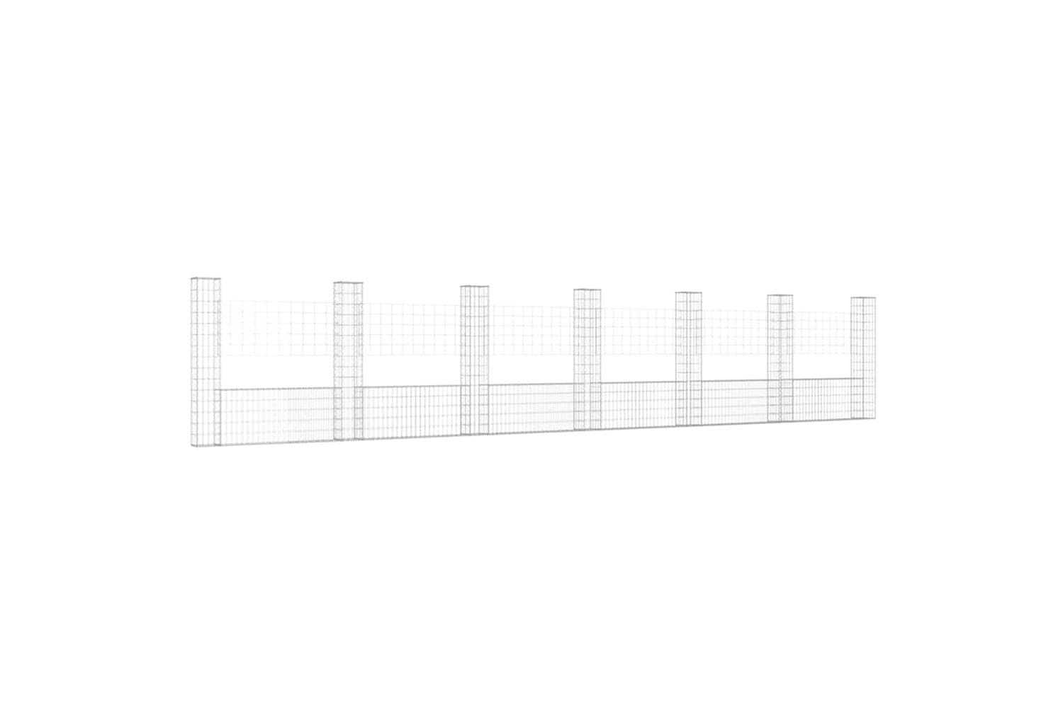 vidaXL 151287 U-shape Gabion Basket With 7 Posts Iron 740x20x150cm