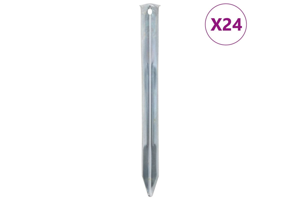 vidaXL 4009337 Tent Pegs 24 Pcs 22cm x 20mm Galvanised Steel