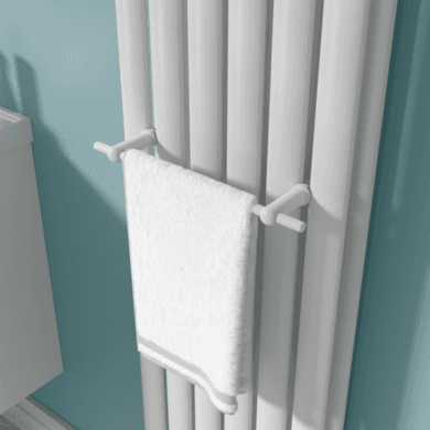 White Designer Towel Holder for Steel & Electric Radiators - 320mm