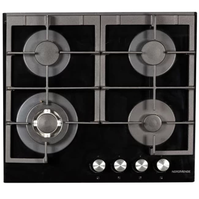 Nordmende 60cm 4 x Burner Gas Hob Cast Iron Pan Supports - Black | HGX603BGL