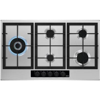 Refurbished 86cm Five Burner Gas Hob With Cast Iron Pan Stands - Stainless Steel