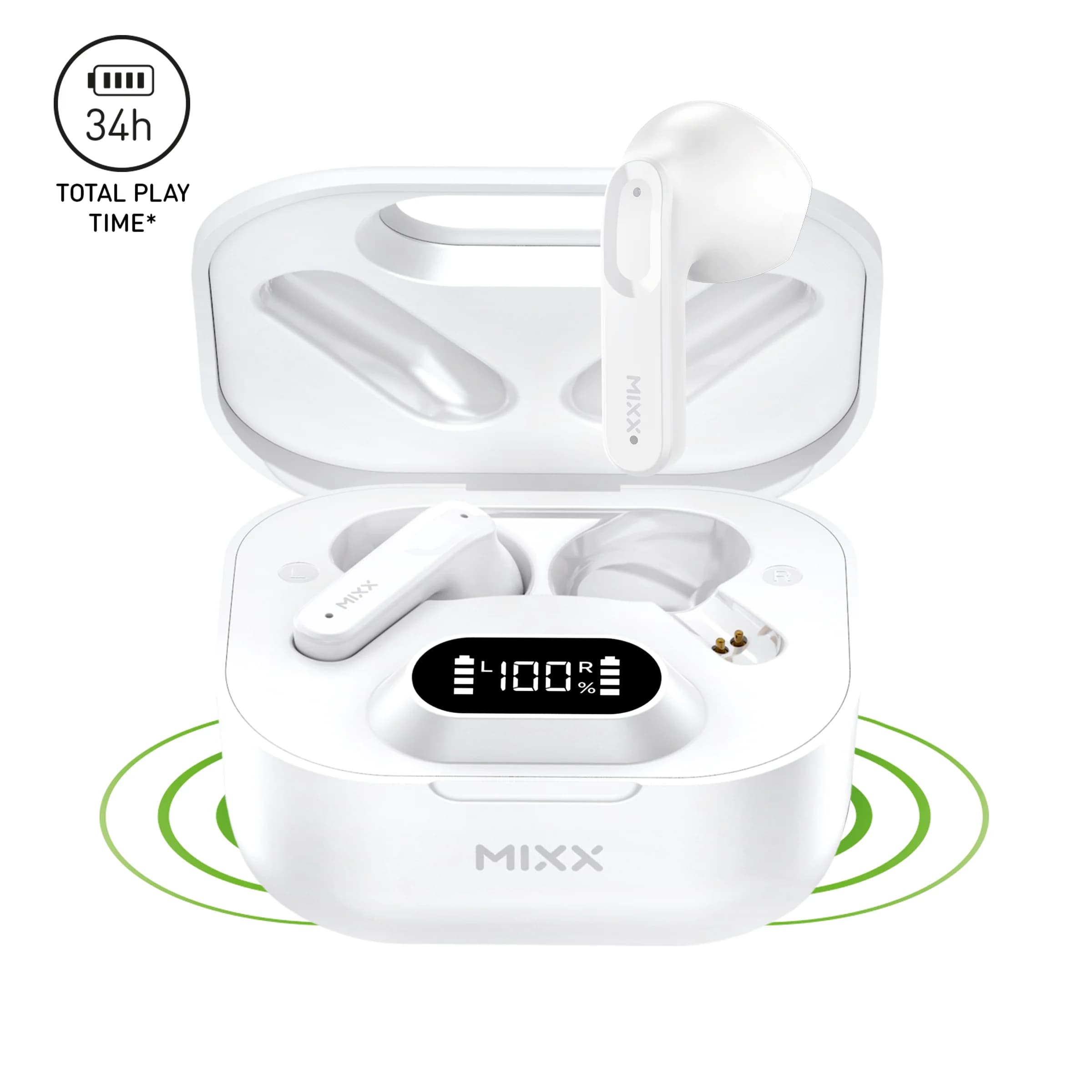 Mixx Streambuds Hybrid Charge Wireless Ear Buds - White | SBHB-VW-VW-148