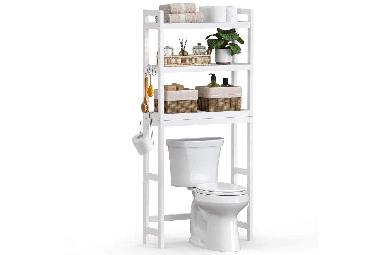 Songmics Over The Toilet Storage | Bathroom Organizer | Bamboo | White