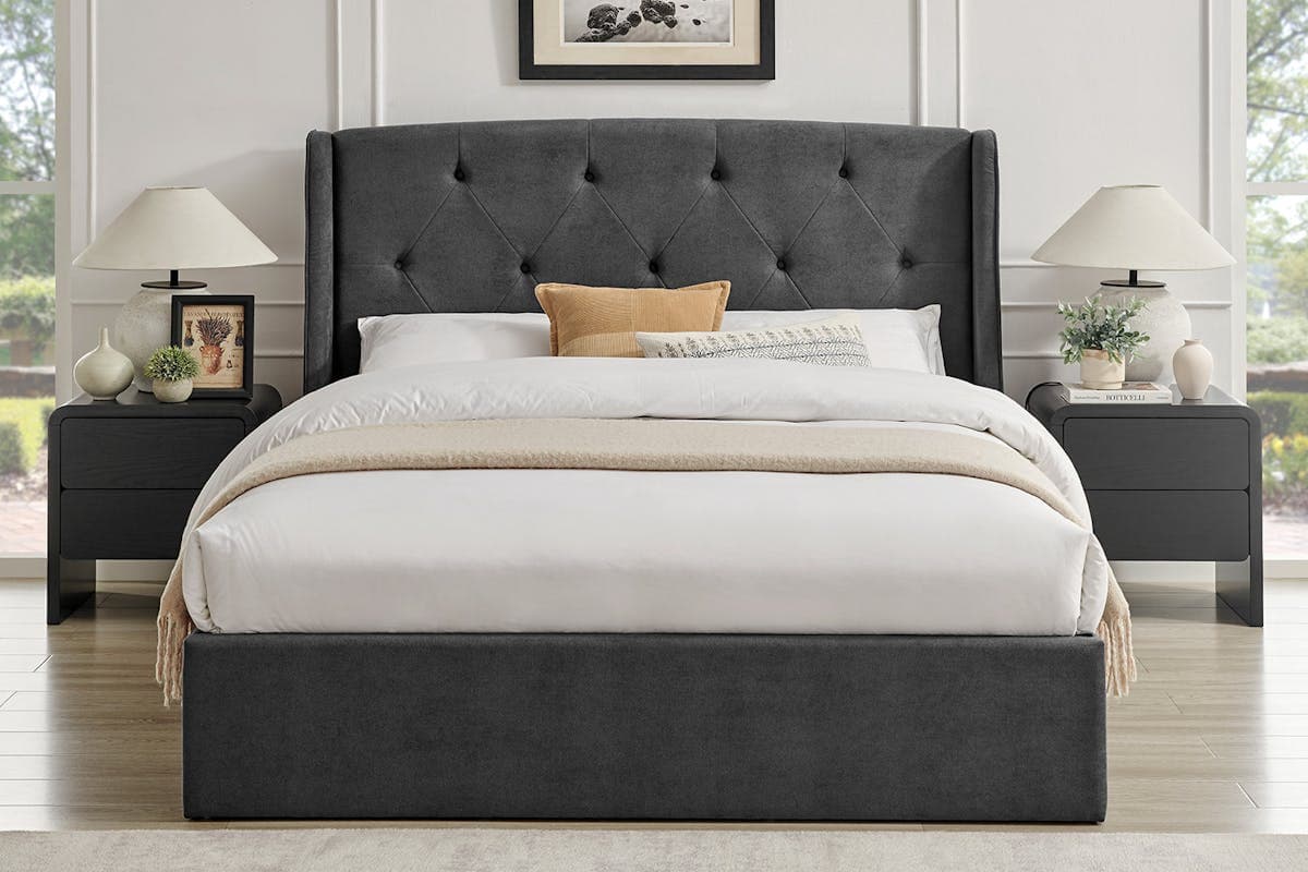 Emilia Winged Ottoman Bed Frame | Double | 4ft6 | Grey