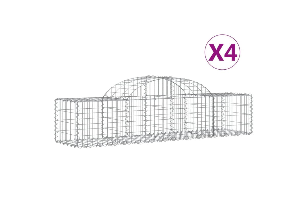 vidaXL 3146259 Arched Gabion Baskets 4 Pcs 200x50x40/60cm Galvanised Iron
