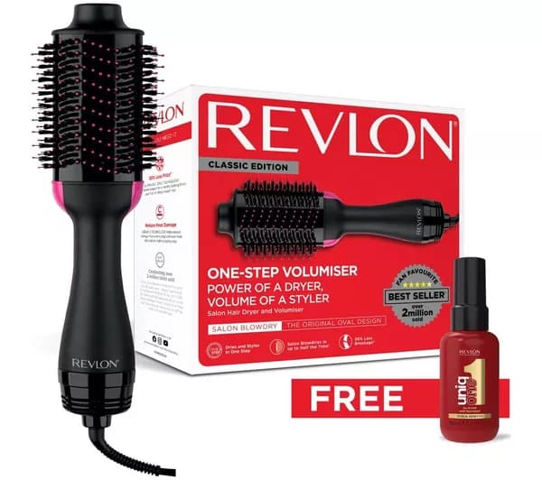 REVLON One-Step Volumiser Hot Air Styler with Unique One Hair Treatment - Black