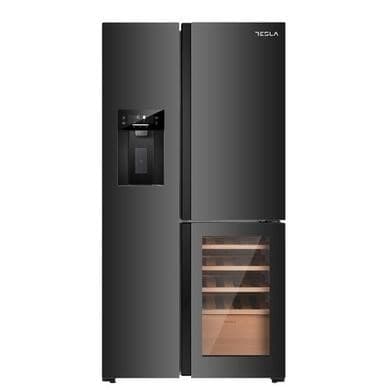 Tesla 529 Litres French Style American Fridge Freezer - Black