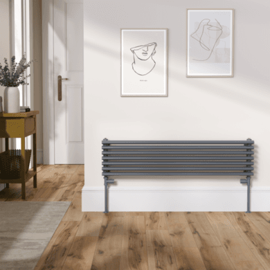 Ventura Linea Dark Grey Anthracite Oval Unique Designer Radiator 245x1000mm Single Panel 1242 BTU - Horizontal Bars