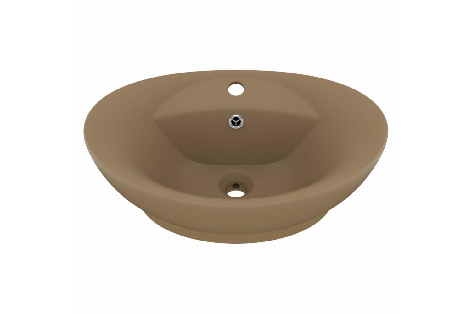 vidaXL 146941 Luxury Basin Overflow Oval Matt Cream 58.5x39cm Ceramic