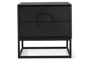 Teca Square Bedside Table | 2 Drawer | Matt Black
