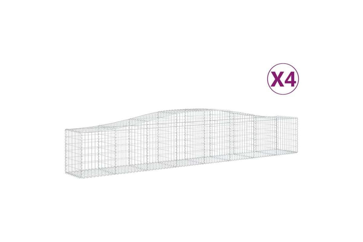 vidaXL 3145932 Arched Gabion Baskets 4 Pcs 400x50x60/80cm Galvanised Iron