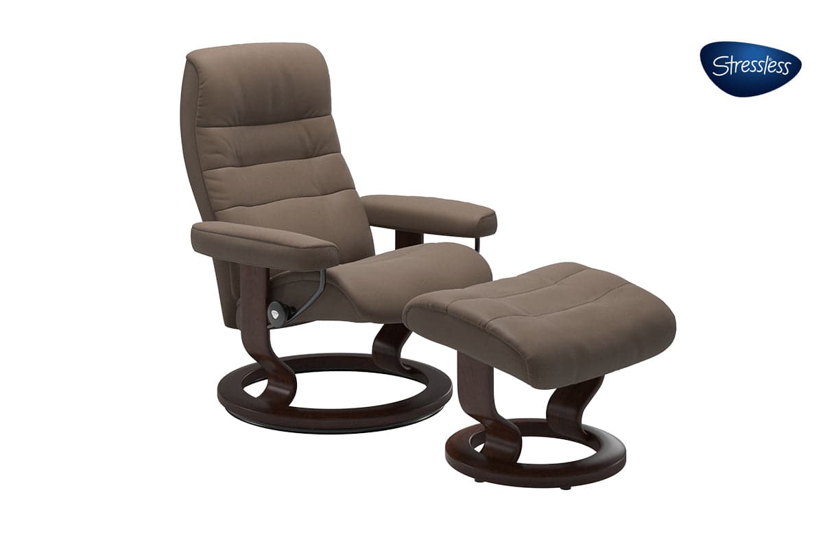 Stressless Nordic Recliner Classic Base with Footstool | Leather | Walnut