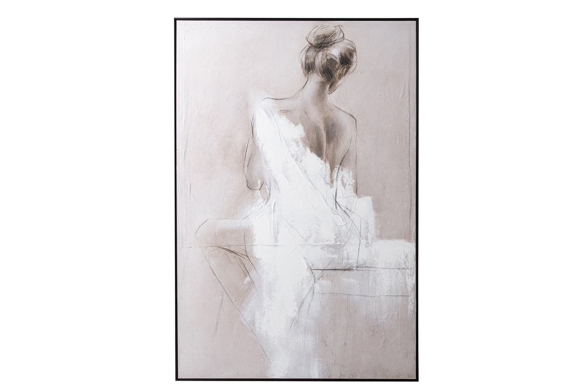 Painting Dea Framed Canvas Wall Art | Beige/White | 103 x 153 cm