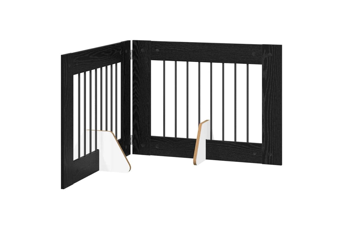 Vidaxl Foldable Dog Gate With Stands 2 Pcs Black Oak 1605 Cm