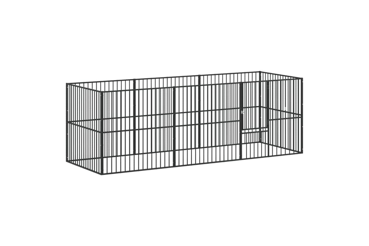 Vidaxl 3209557 Dog Playpen 8 Panels Black Galvanised Steel