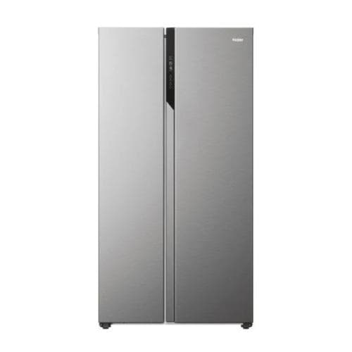 HAIER            337/191LITRE SIDE BY SIDE AMERICAN FRIDGE FREEZER - PLATINUM INOX COLOUR